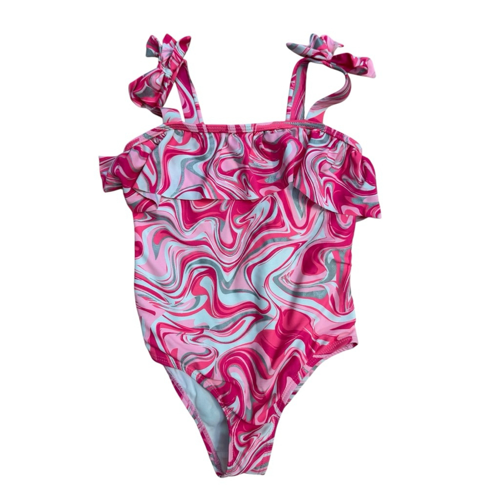 Tommy Bahama Swimsuit Size 6 Pink White Silver Girls